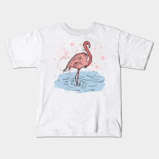 Flamingo watercolor sketch Kids T-Shirt